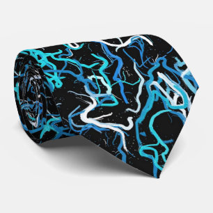 Turquoise, Blauwgroen en zwart Abstract Stropdas