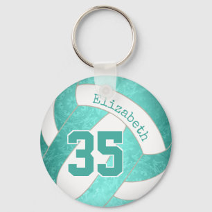 turquoise blauwgroen gepersonaliseerd girly volley sleutelhanger