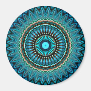 Turquoise Blauwgroen Green Mandala Round Star Patt Magneet
