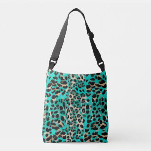 Turquoise Blauwgroen luipaardprint Crossbody Tas