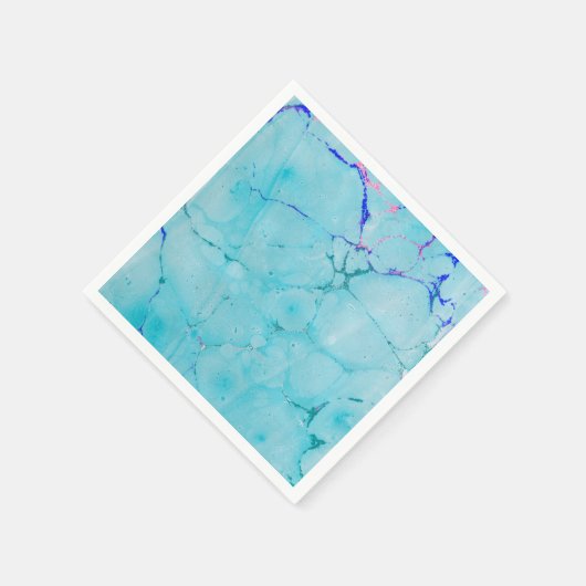 Turquoise Blauwgroen Marmeren Verf Abstracte Water Servetten (Hoek)