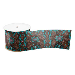  Turquoise Blauwgroen Roze Western Country Floral Lint