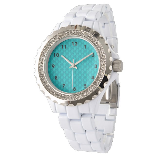 Turquoise Blauwgroen Stars Horloge (Gekanteld)