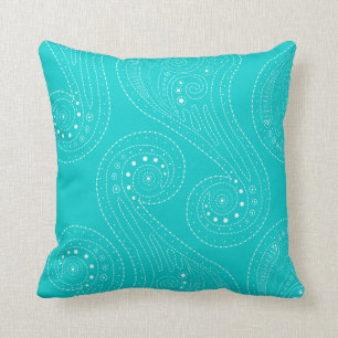 Turquoise Blauwgroen Swirls Kussen