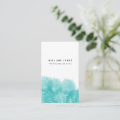 Turquoise Blauwgroen Waterverf QR Code Social Medi Visitekaartje (Staand voorkant)