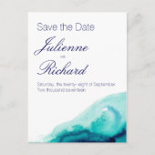 Turquoise Blauwgroen Waterverf Save the Date Brief Aankondigingskaart (Voorkant)