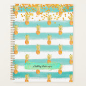 Turquoise Blauwgroen White Glitter Pineapple Daily Planner (Voorkant)