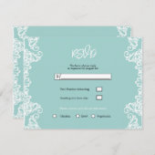 Turquoise Blauwgroen White Lace Elegant Wedding RS Kaart (Voorkant / Achterkant)