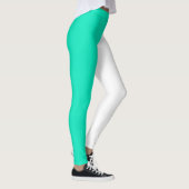 Turquoise Blauwgroen Wit Twee Tone Split Half Desi Leggings (Rechts)