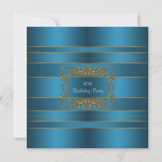 Turquoise Bleu 40e anniversaire Invitation Turquoi (Devant)