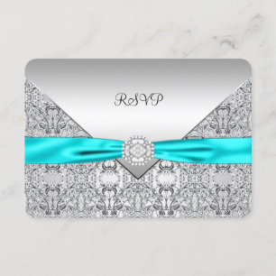 Turquoise bleu argenté RSVP