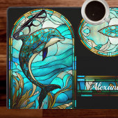 Turquoise bleu blanc dauphin teint verre