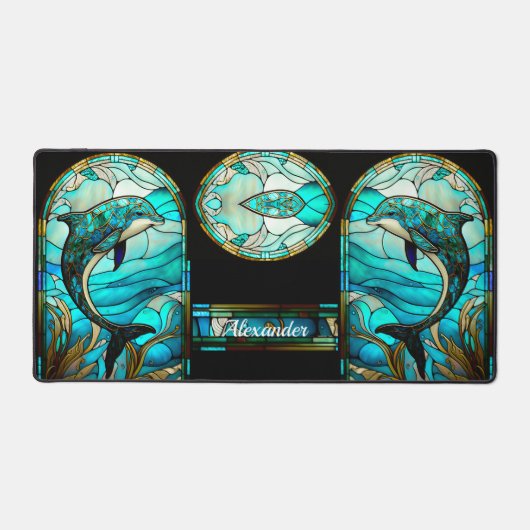 Turquoise bleu blanc dauphin teint verre (Recto)