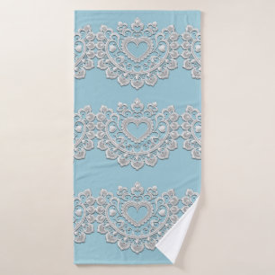 Turquoise Bleu Blanc Dentelle Cœur Mariage Nuptial