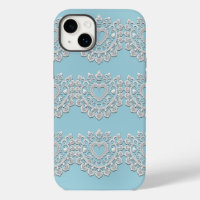 Turquoise Bleu Blanc Dentelle Cœur Mariage Nuptial