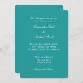 Turquoise Bleu Blanc Plat Simple Faire-part de mar (Devant / Derrière)