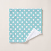 Turquoise Bleu & Blanc Points (Gant de toilette)