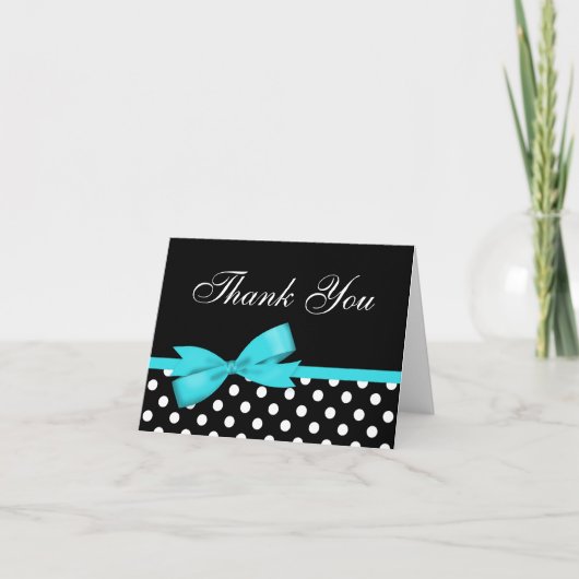 Turquoise Bleu Bow Noir Pois Merci (Devant)