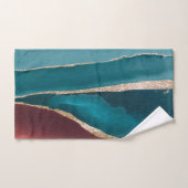 Turquoise Bleu & Brown Parties scintillant Or Marb (Serviette à main)