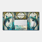 Turquoise bleu dauphin look de verre tendu (Clavier et souris)