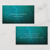 Turquoise bleu Mandala Zen Carte de visite (Devant / Derrière)