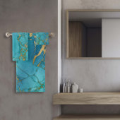 Turquoise Bleu Marbre Or Pierre Roche Métallique