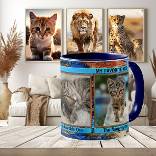 Turquoise Bleu Personnalisé Chats Drôle Photo Mug