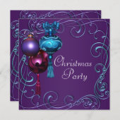 Turquoise Bleu pourpre Noël Invitations (Devant / Derrière)