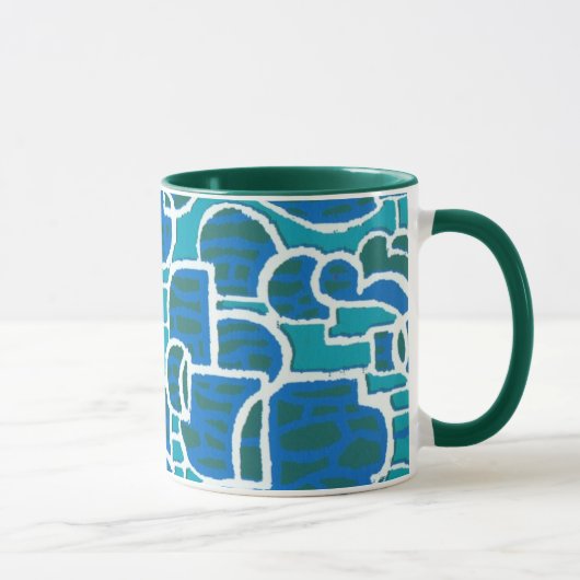 Turquoise, Bleu, Vert Blanc Ringer Mug (Droite)
