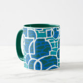 Turquoise, Bleu, Vert Blanc Ringer Mug (Devant gauche)
