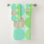 Turquoise Bleu Vert & Cercles Orange Monogramme (En situation)