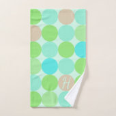 Turquoise Bleu Vert & Cercles Orange Monogramme (Serviette à main)