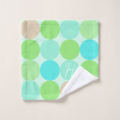 Turquoise Bleu Vert & Cercles Orange Monogramme (Gant de toilette)
