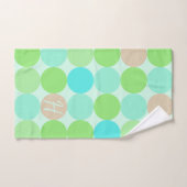 Turquoise Bleu Vert & Cercles Orange Monogramme (Serviette à main)