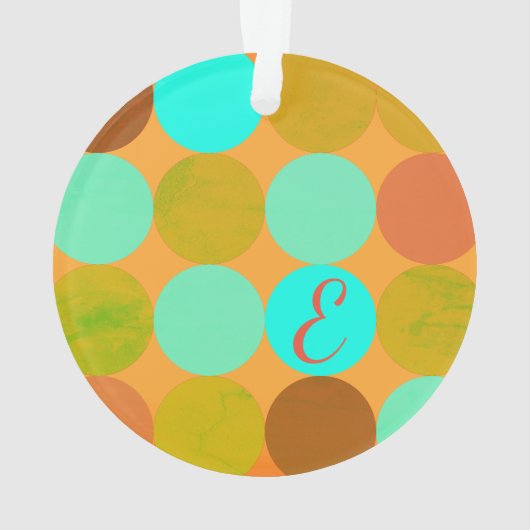 Turquoise Bleu Vert & Cercles Orange Monogramme (dos)