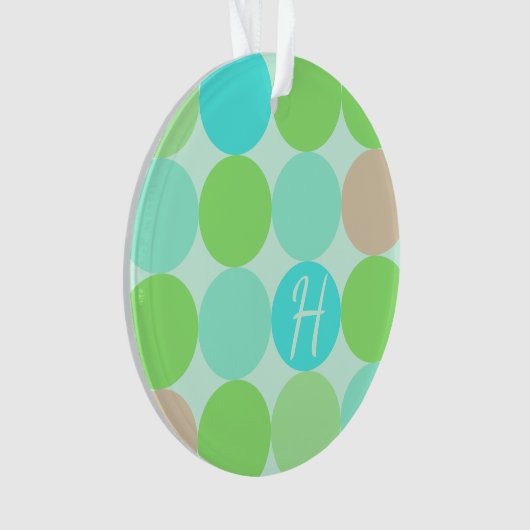 Turquoise Bleu Vert & Cercles Orange Monogramme (devant)