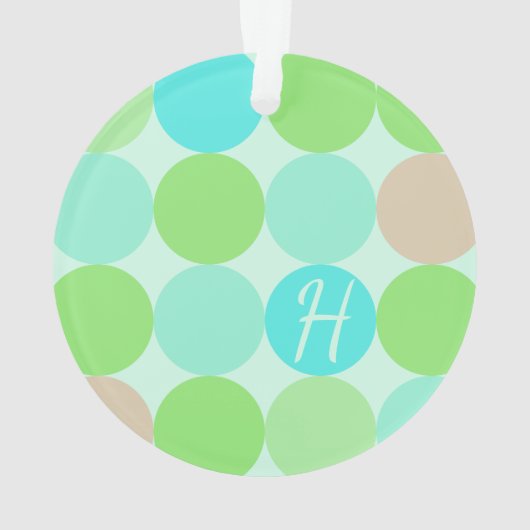 Turquoise Bleu Vert & Cercles Orange Monogramme (dos)