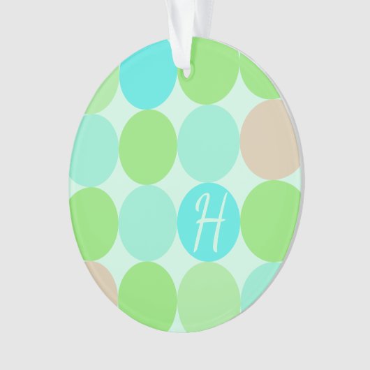 Turquoise Bleu Vert & Cercles Orange Monogramme (devant)