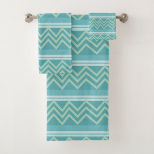 Turquoise bleu vert géométrique Chevron Zigzag Mot