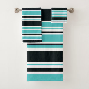 Turquoise Bleu Vert Noir & Blanc Rayures