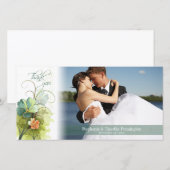 Turquoise bleu vert + pêche à la mariage merci (Devant / Derrière)