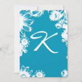 Turquoise Bleu Vintage Invitations de mariage Fleu (Dos)