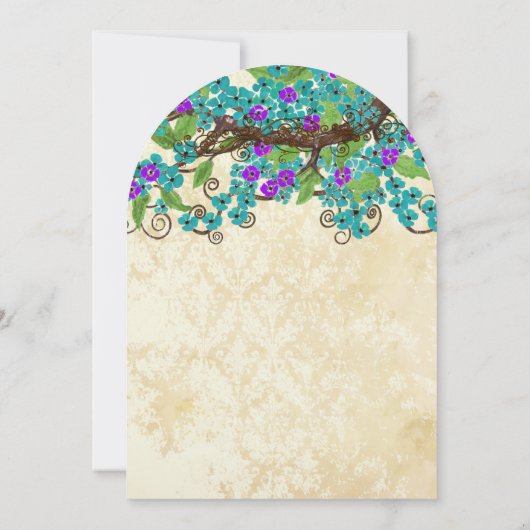 Turquoise bleu violet Enchanted Forest Invitations (Dos)
