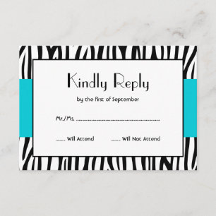 Turquoise bleu Zèbre moderne RSVP