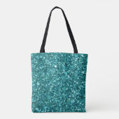 Turquoise Bling, sparkle en glitter Draagtas (Achterkant)