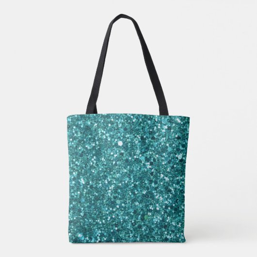 Turquoise Bling, sparkle en glitter Draagtas (Achterkant)