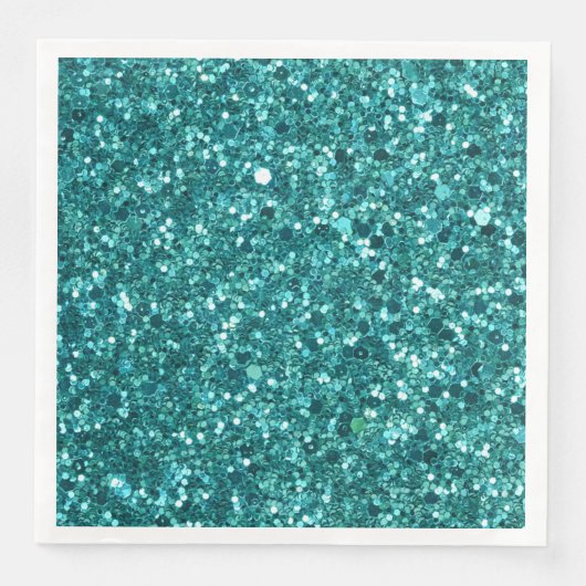 Turquoise Bling, sparkle en glitter Servet (Voorkant)