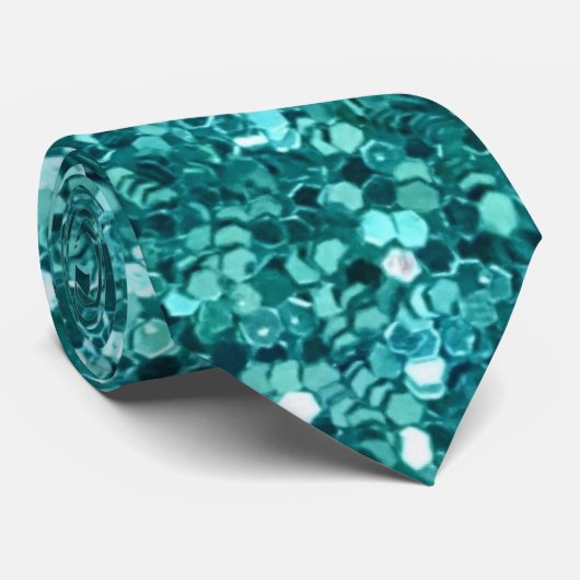 Turquoise Bling, sparkle en glitter Stropdas (Opgerold)