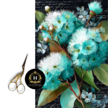 Turquoise Bloeiende Gumnut Decoupage