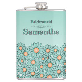 Turquoise Bloem Bruidsmeisje Fles Heupfles